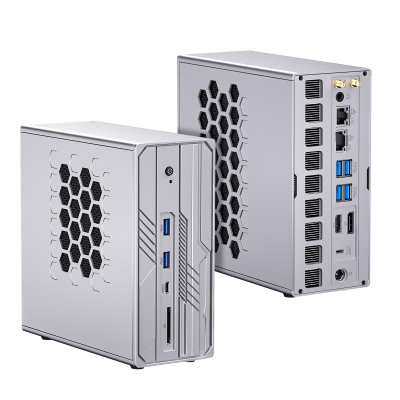 AI Mini PC with Ryzen AI Max+ 395, 128GB LPDDR5X RAM, PCIE4.0 SSD Desktop Computer, Dual LAN (2.5G+10G), WiFi 7, USB4.0, SD Reader, 4* Display, 8K 