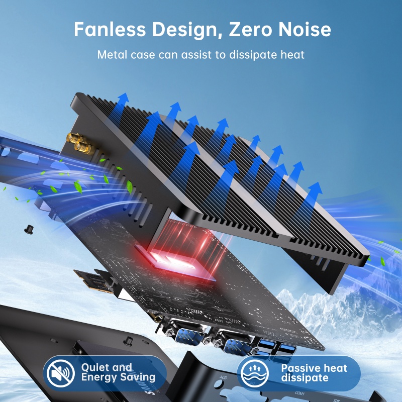 MSECORE N100 Fanless PC, 2*HDMI 1*DisplayPort Triple Display, Two COM ...