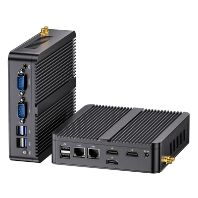 N100 Fanless PC, 2*HDMI 1*DisplayPort Triple Display, Two COM