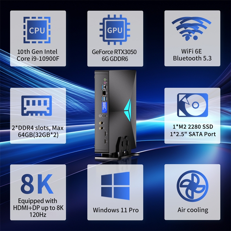 MV200 Mini PC Core i9-10900F with RTX3050 6G GPU-Mini PCs Desktop ...
